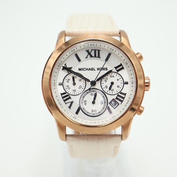 Michael Kors Cooper Chronograph Watch 40mm Rose Gold Tone Roman w New Battery main image 6